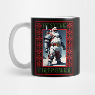 Cool Armed Santa. Ugly Christmas Sweater. Festive Firepower Mug